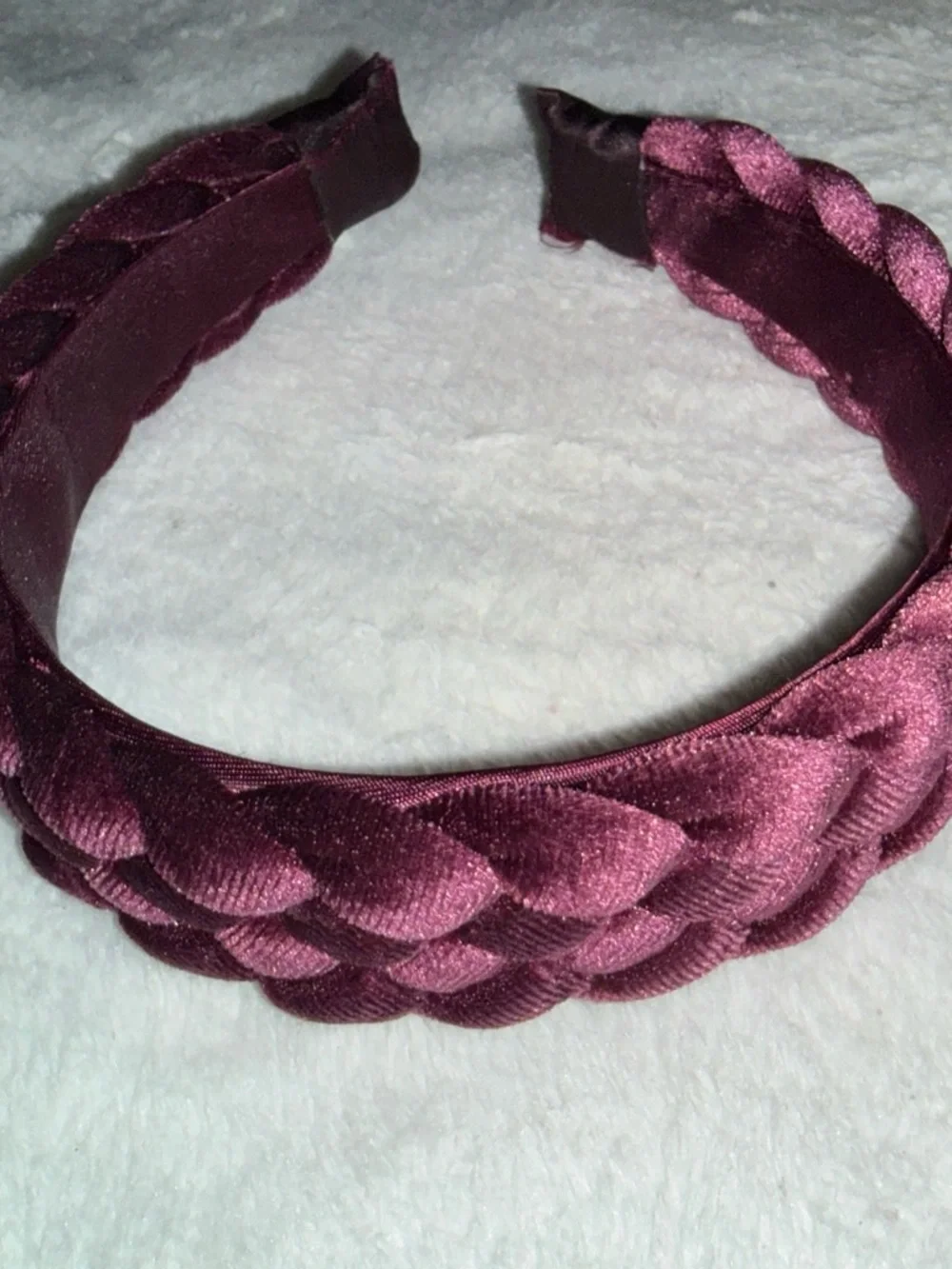Braided Satin Headband - Plum